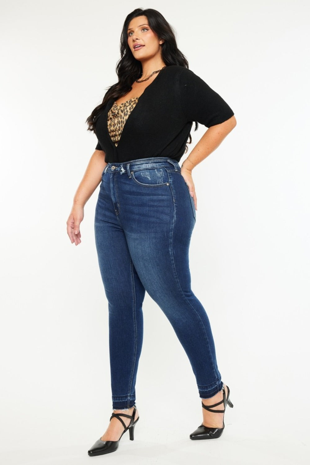 Kancan High Rise Skinny Ankle Jeans - plus size left side view
