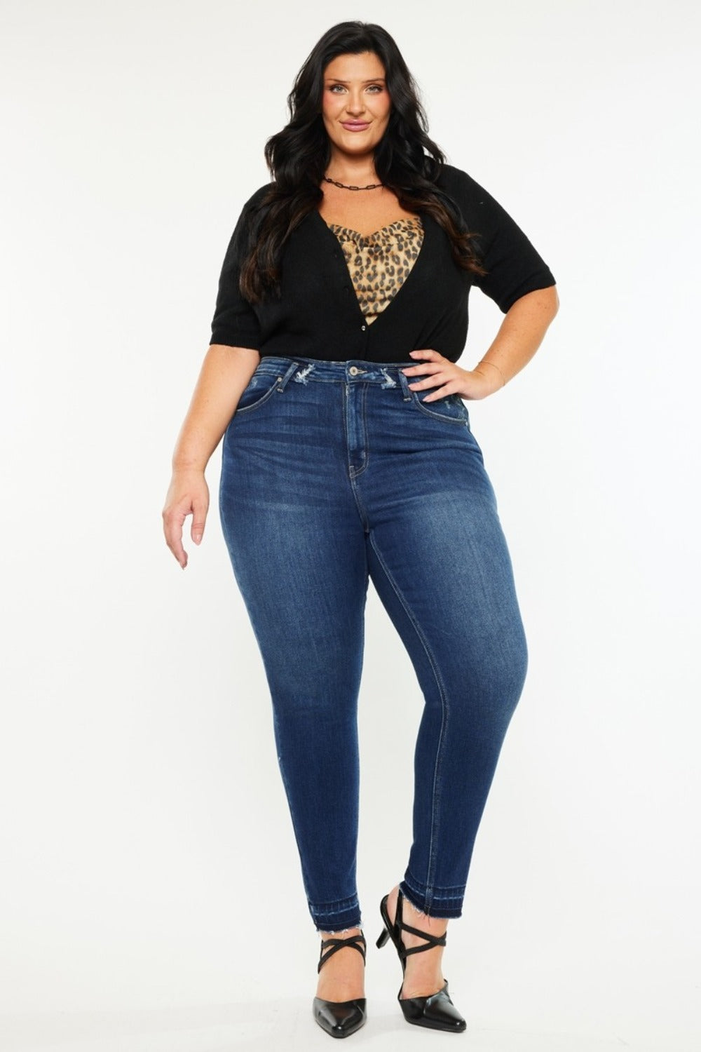 Kancan High Rise Skinny Ankle Jeans - plus size front view