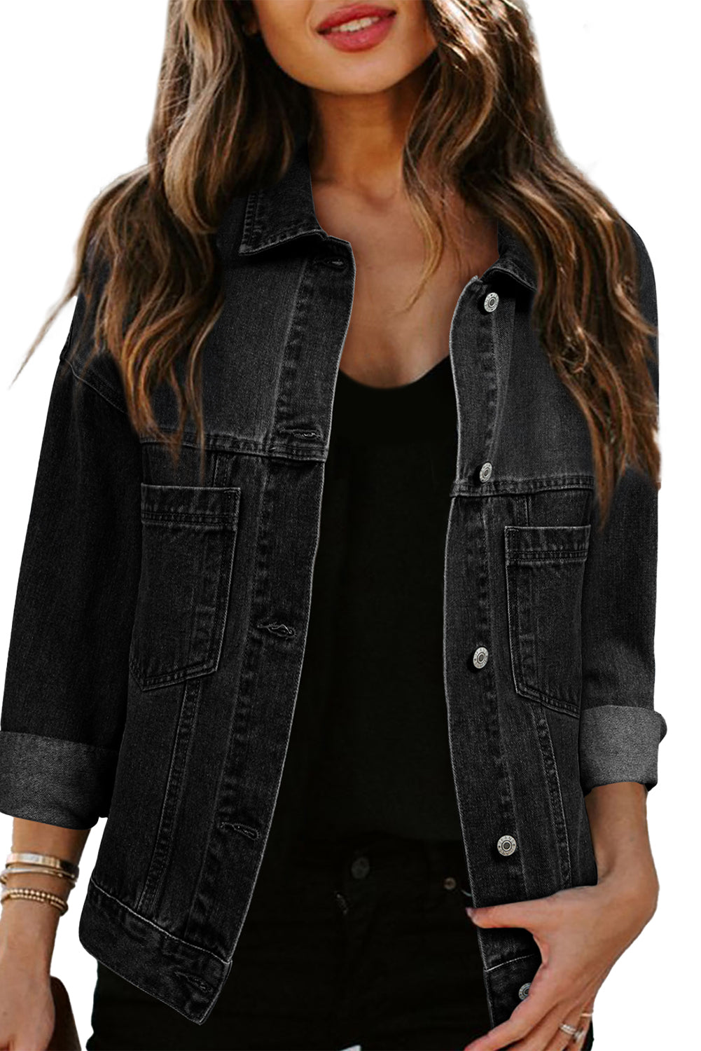 Black-Washed Oversize Denim Jacket