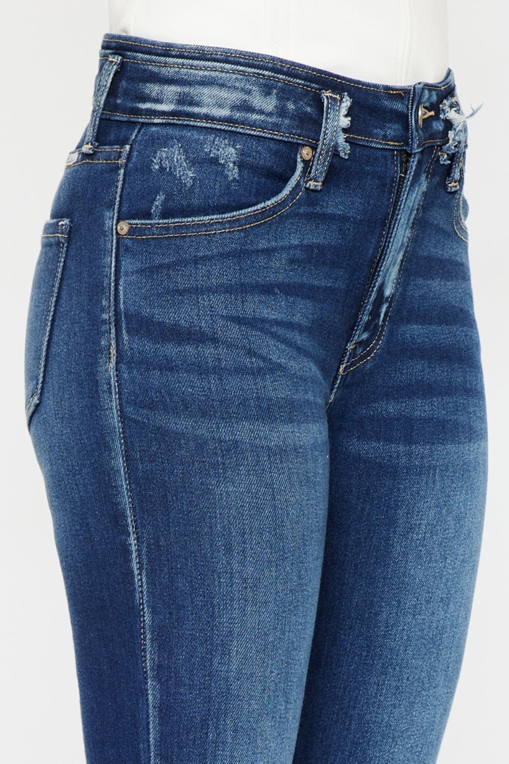 Kancan High Rise Skinny Ankle Jeans - close-up of front waist