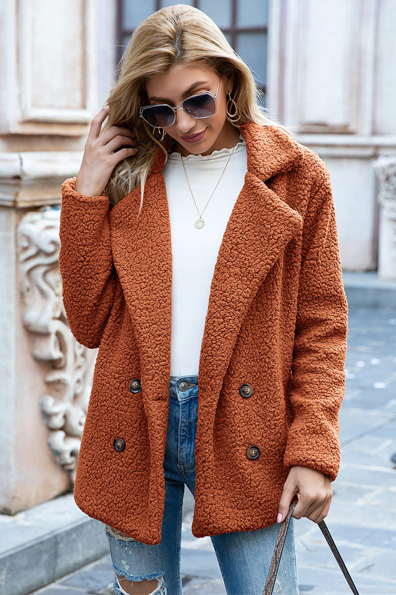 Lapel Collar Sherpa Coat - 12 colors