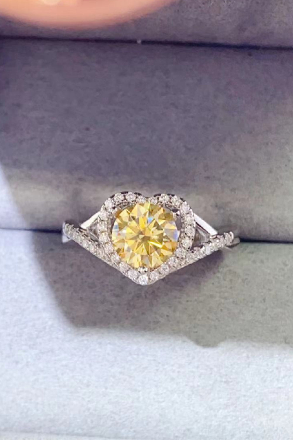  1 Carat Moissanite Sterling Silver Heart Ring