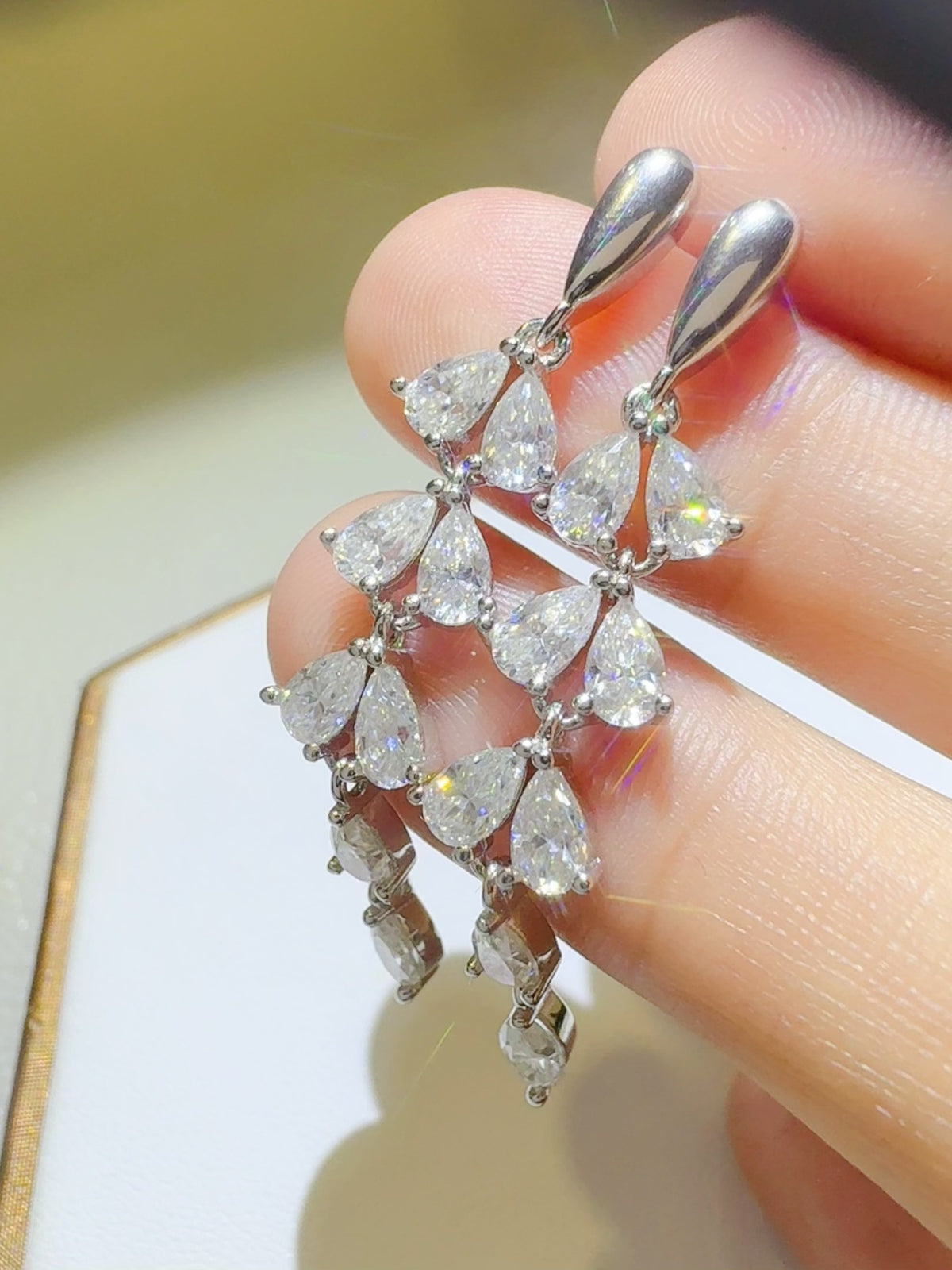 6 Carat Moissanite Sterling Silver Bar Earrings