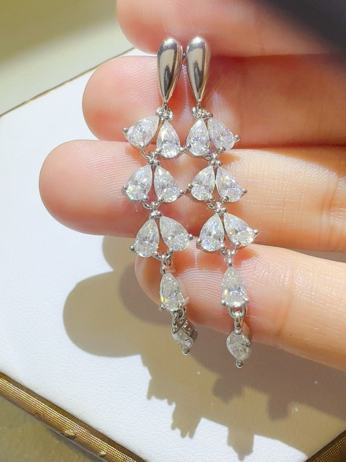6 Carat Moissanite Sterling Silver Bar Earrings