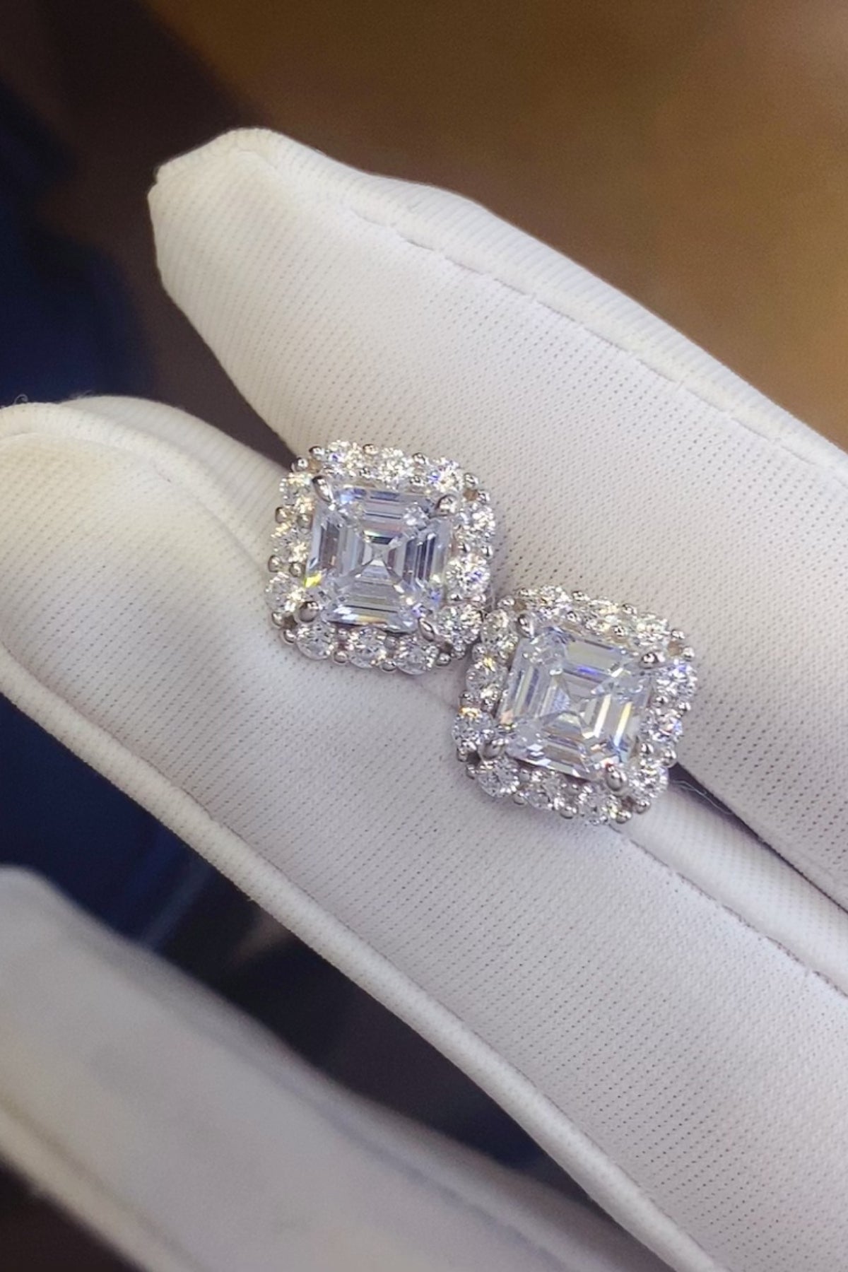 2 Carat Square Moissanite Sterling Silver Stud Earrings