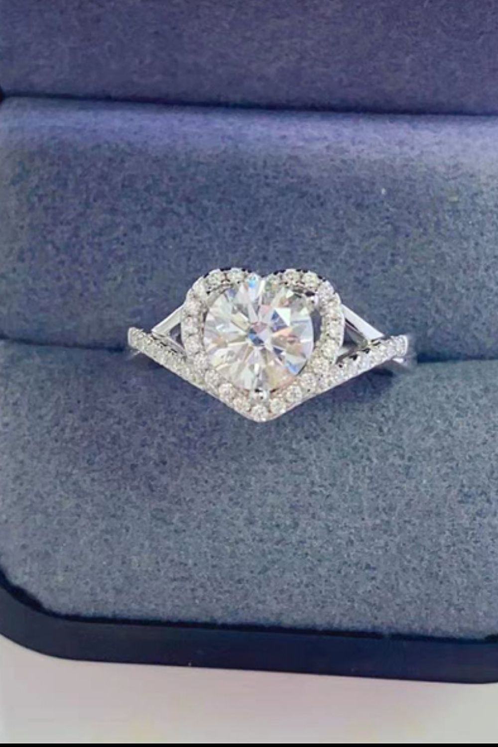  1 Carat Moissanite Sterling Silver Heart Ring