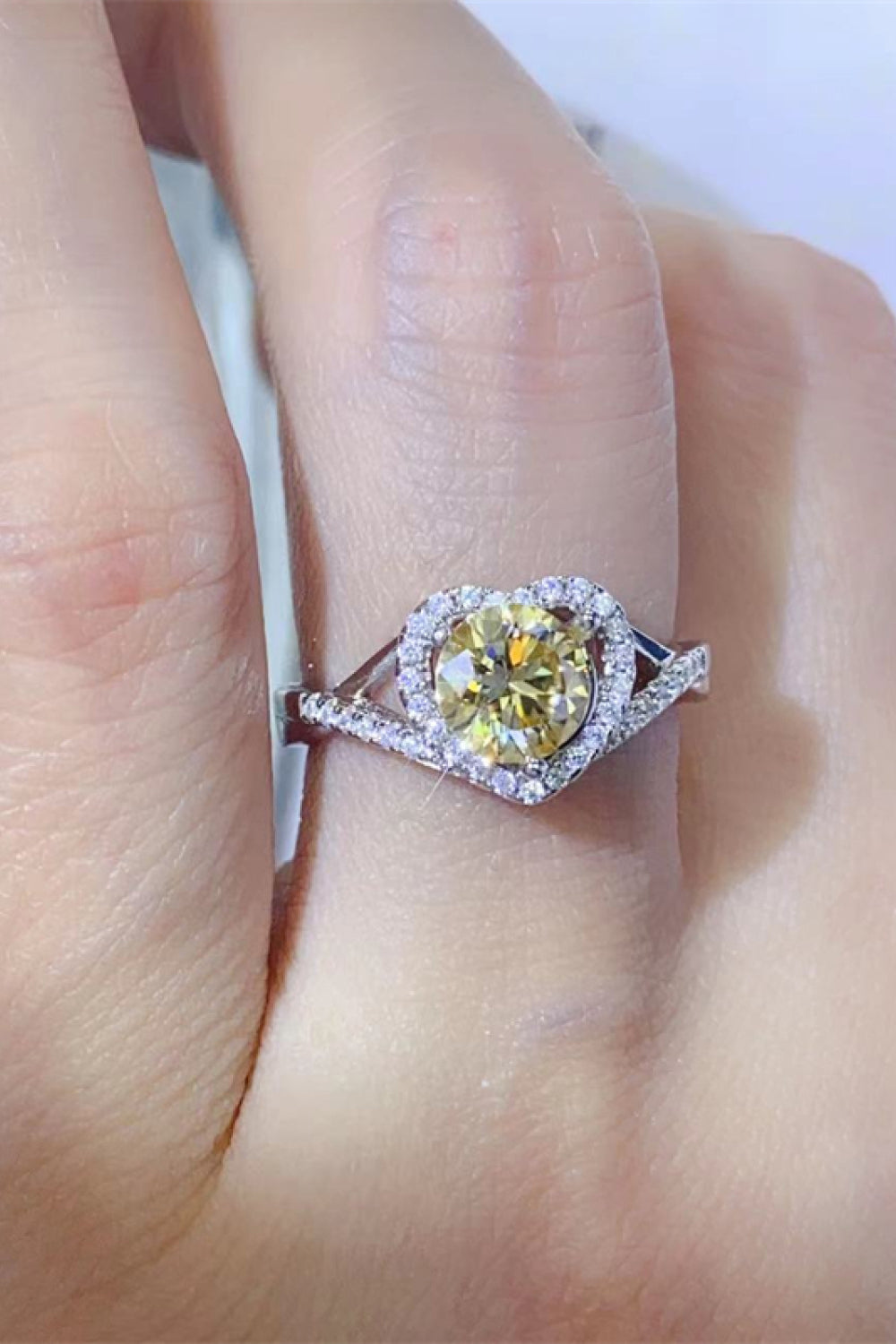  1 Carat Moissanite Sterling Silver Heart Ring