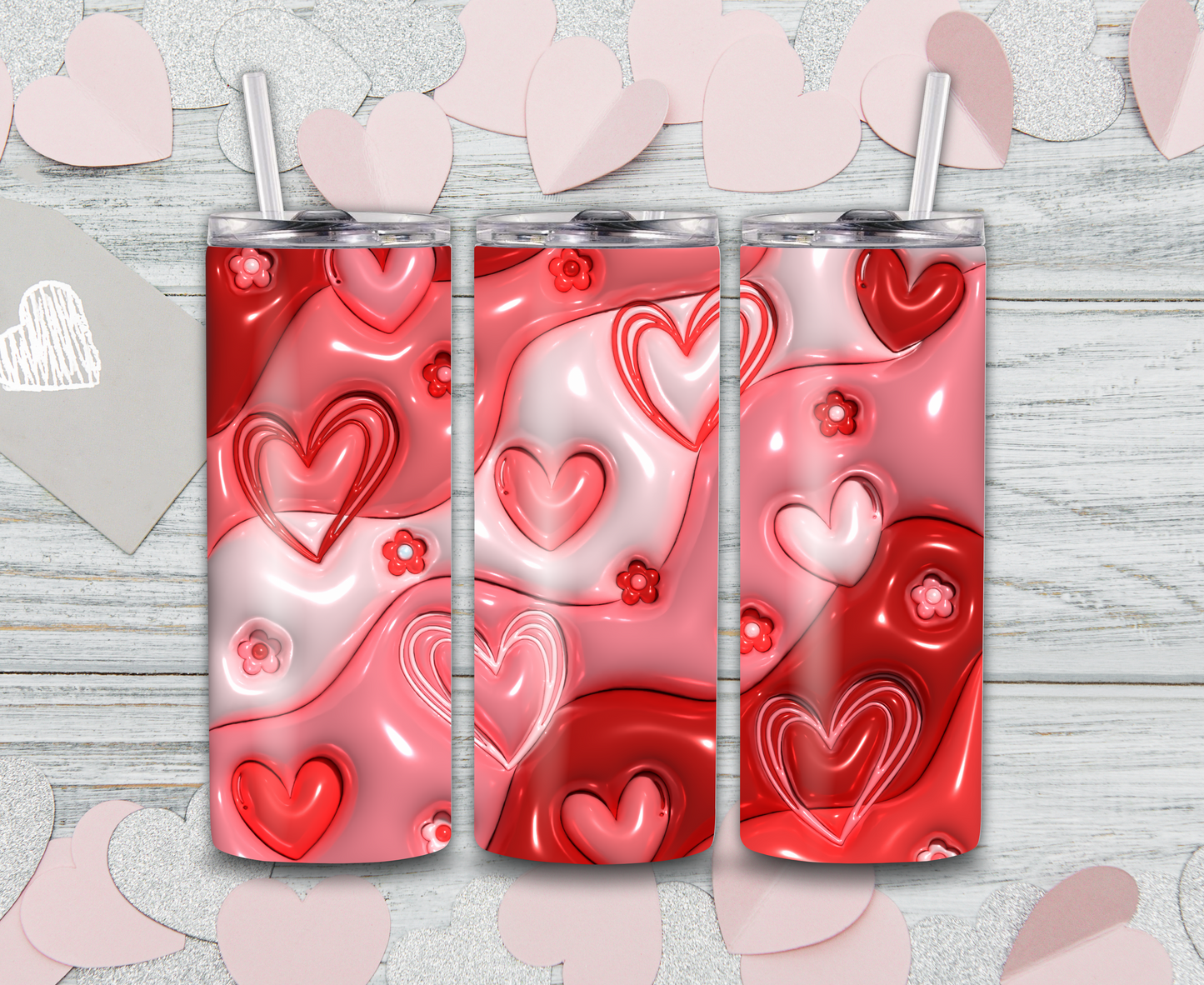 Puffy Hearts Tumbler - 20oz Insulated Stainless Steel