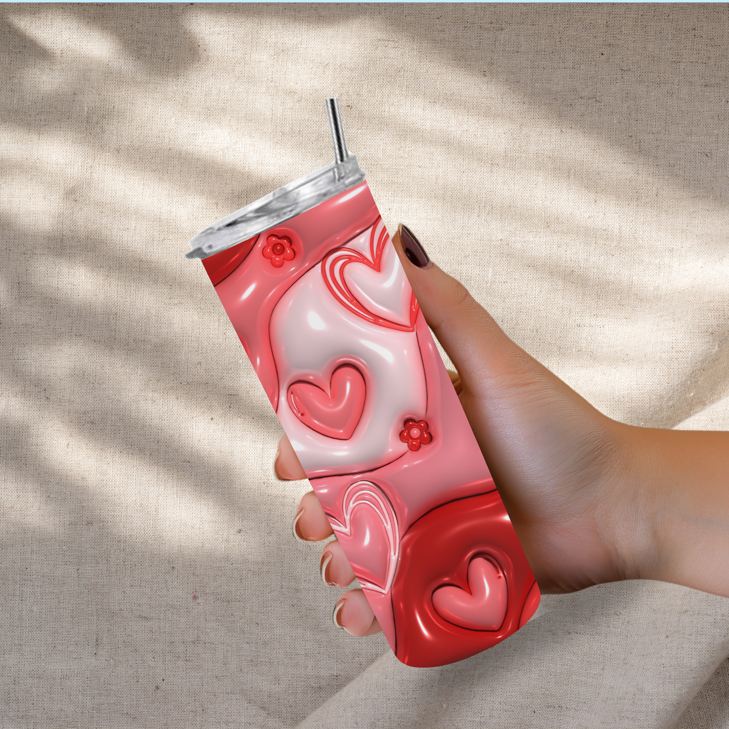 Puffy Hearts Tumbler - 20oz Insulated Stainless Steel