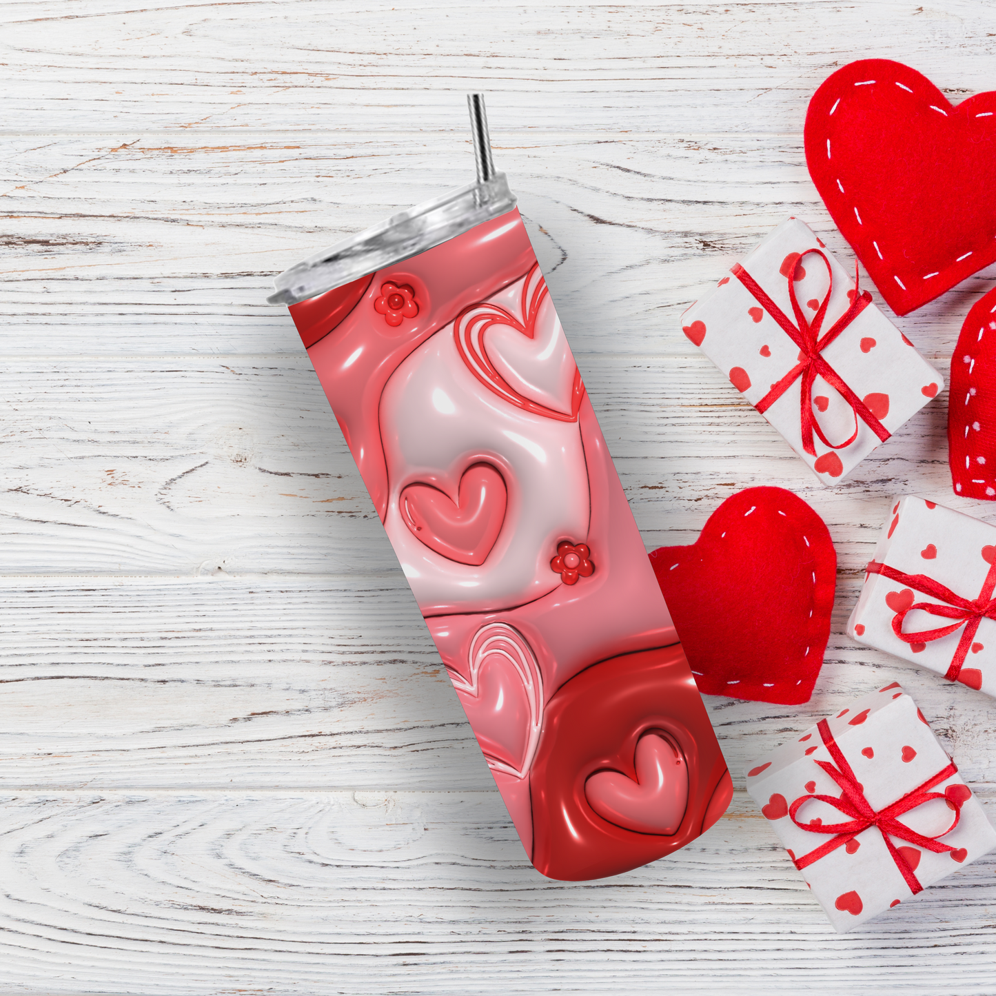 Puffy Hearts Tumbler - 20oz Insulated Stainless Steel