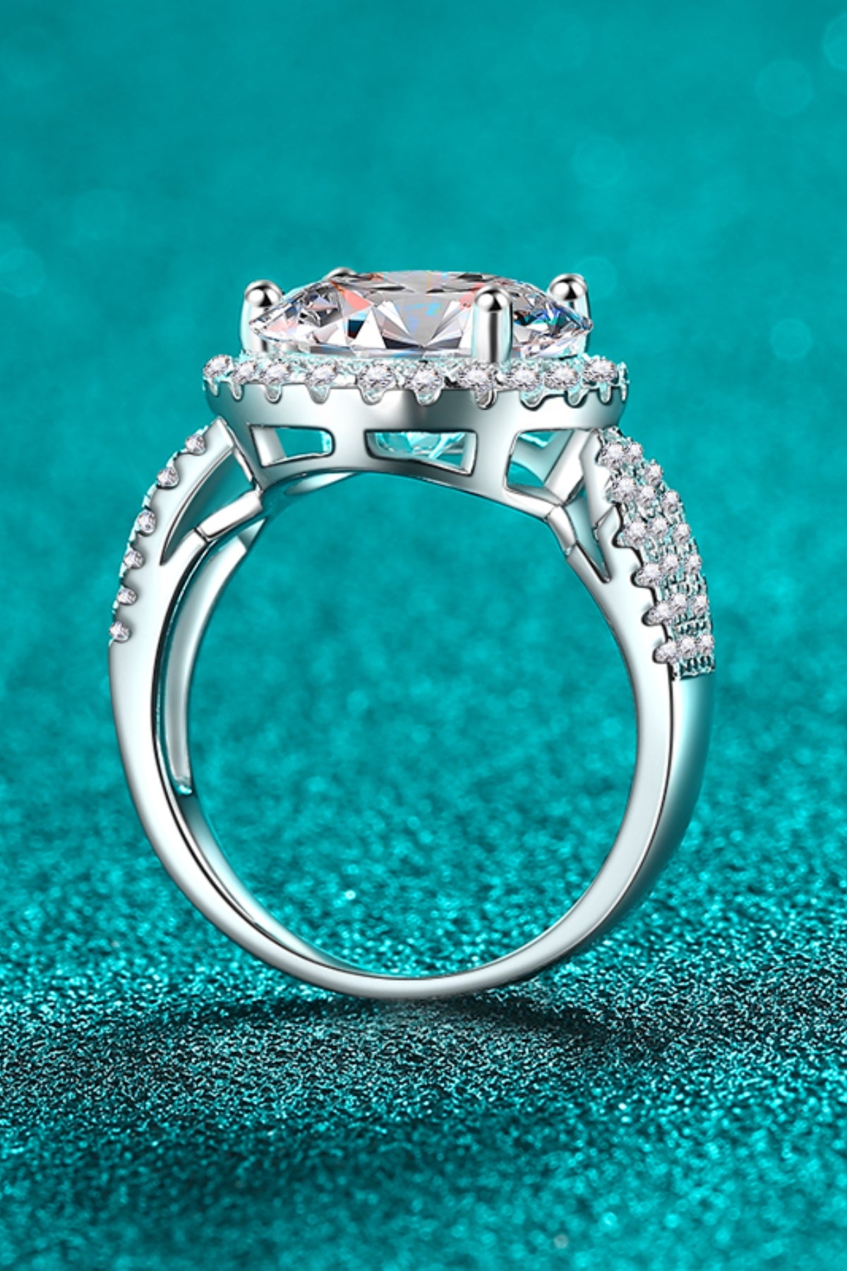 5 Carat Round Moissanite Sterling Silver Ring