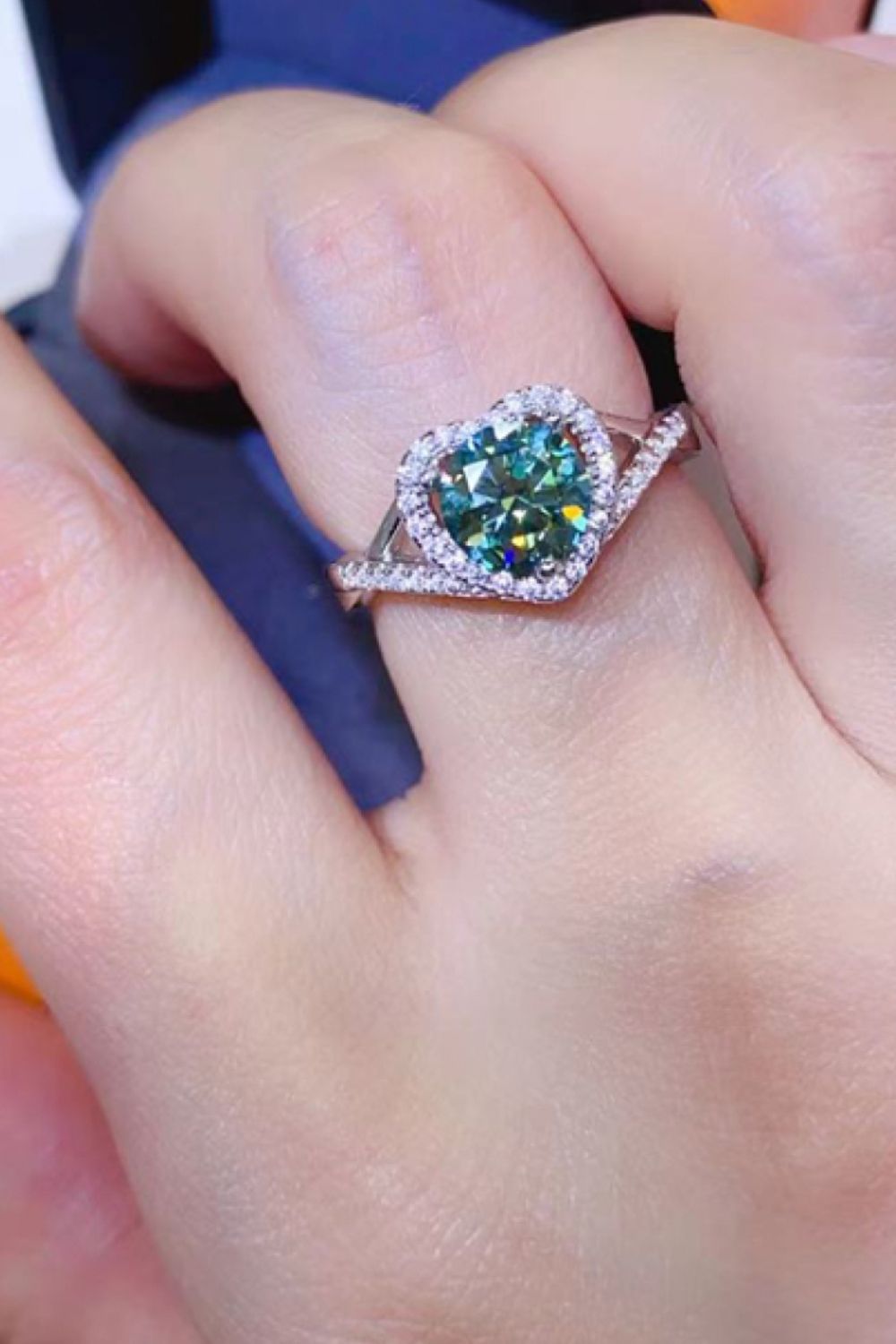  1 Carat Moissanite Sterling Silver Heart Ring