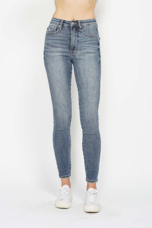 Judy Blue Contrast Wash Tummy Control Skinny Jeans