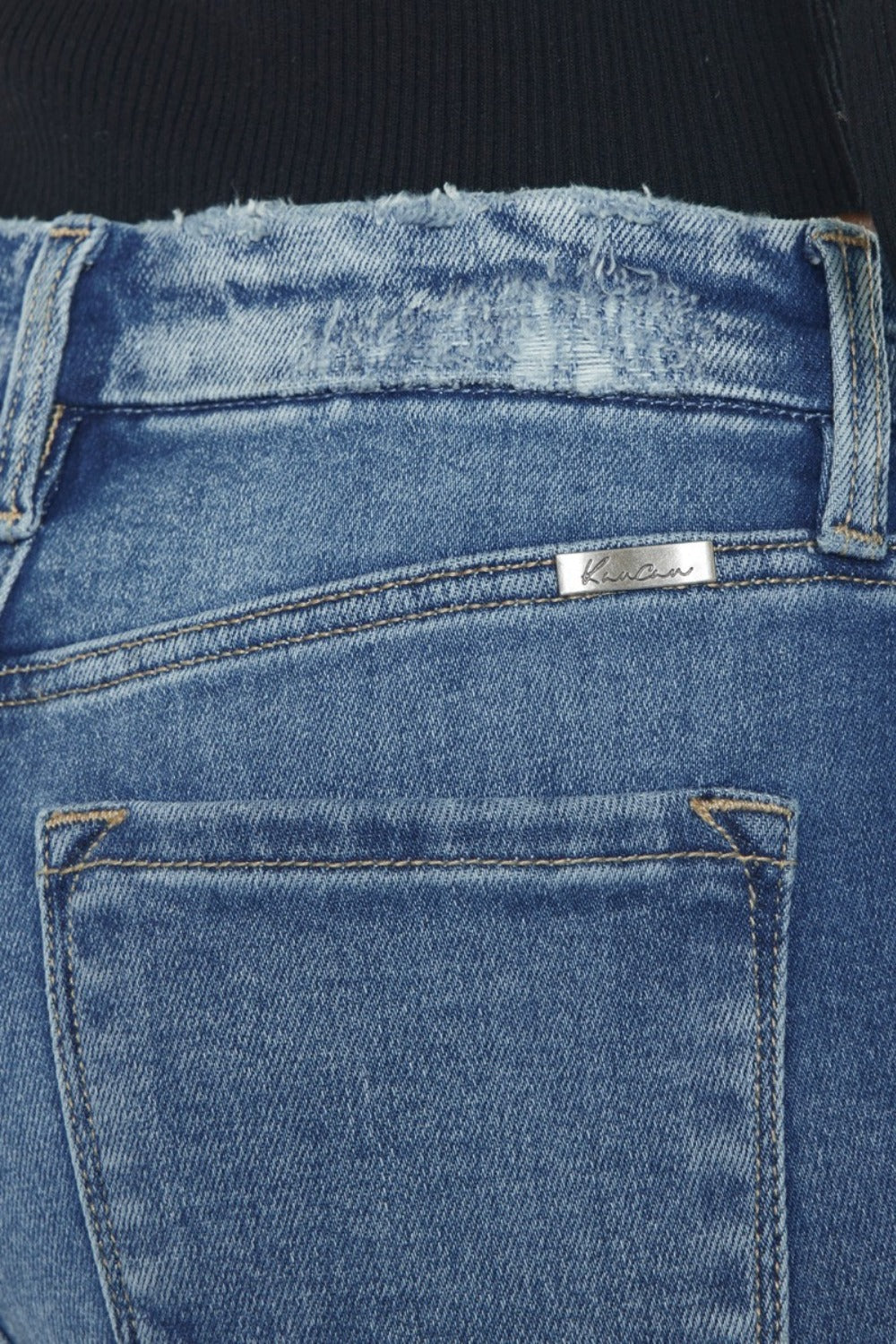 Kancan Wide Waistband High Rise Slim Straight Jeans - close-up of waist