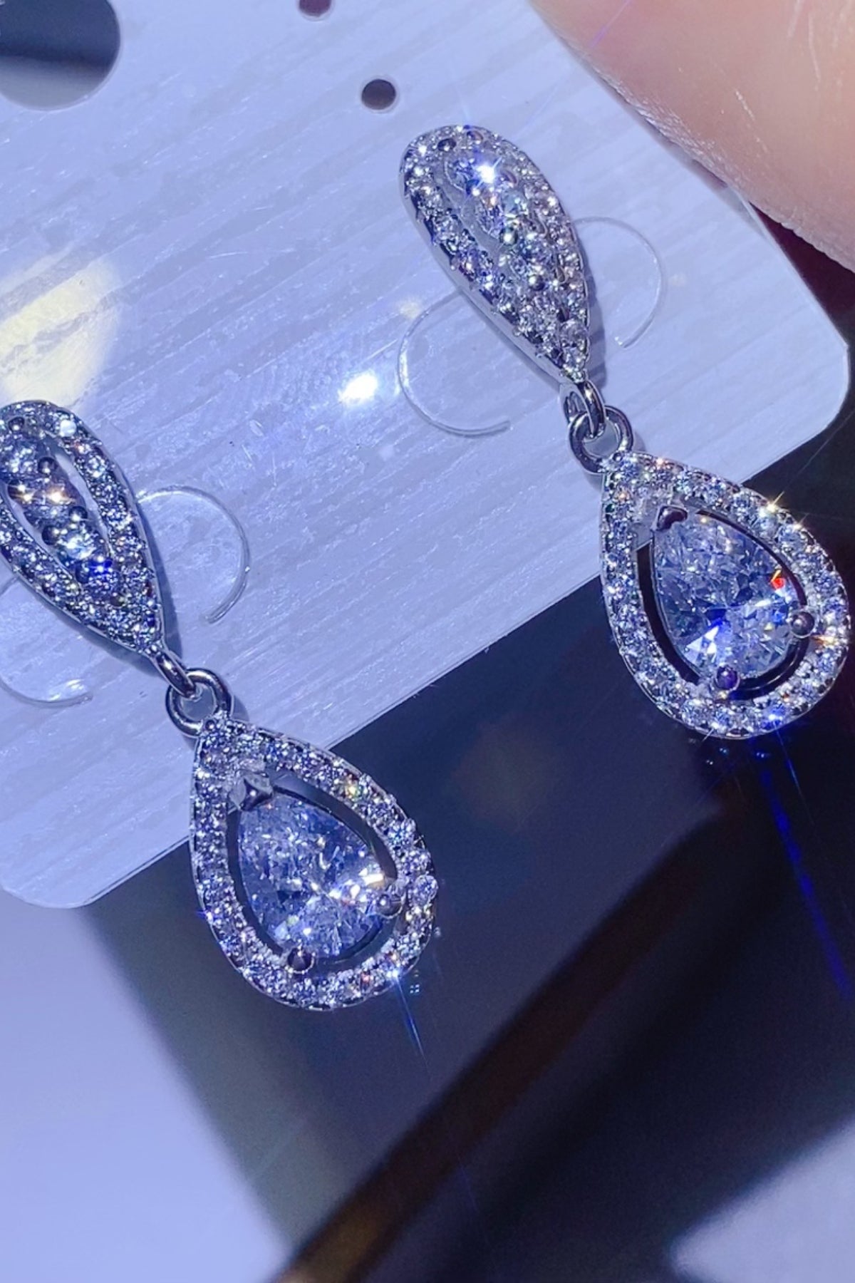 2 Carat Moissanite Sterling Silver Teardrop Earrings