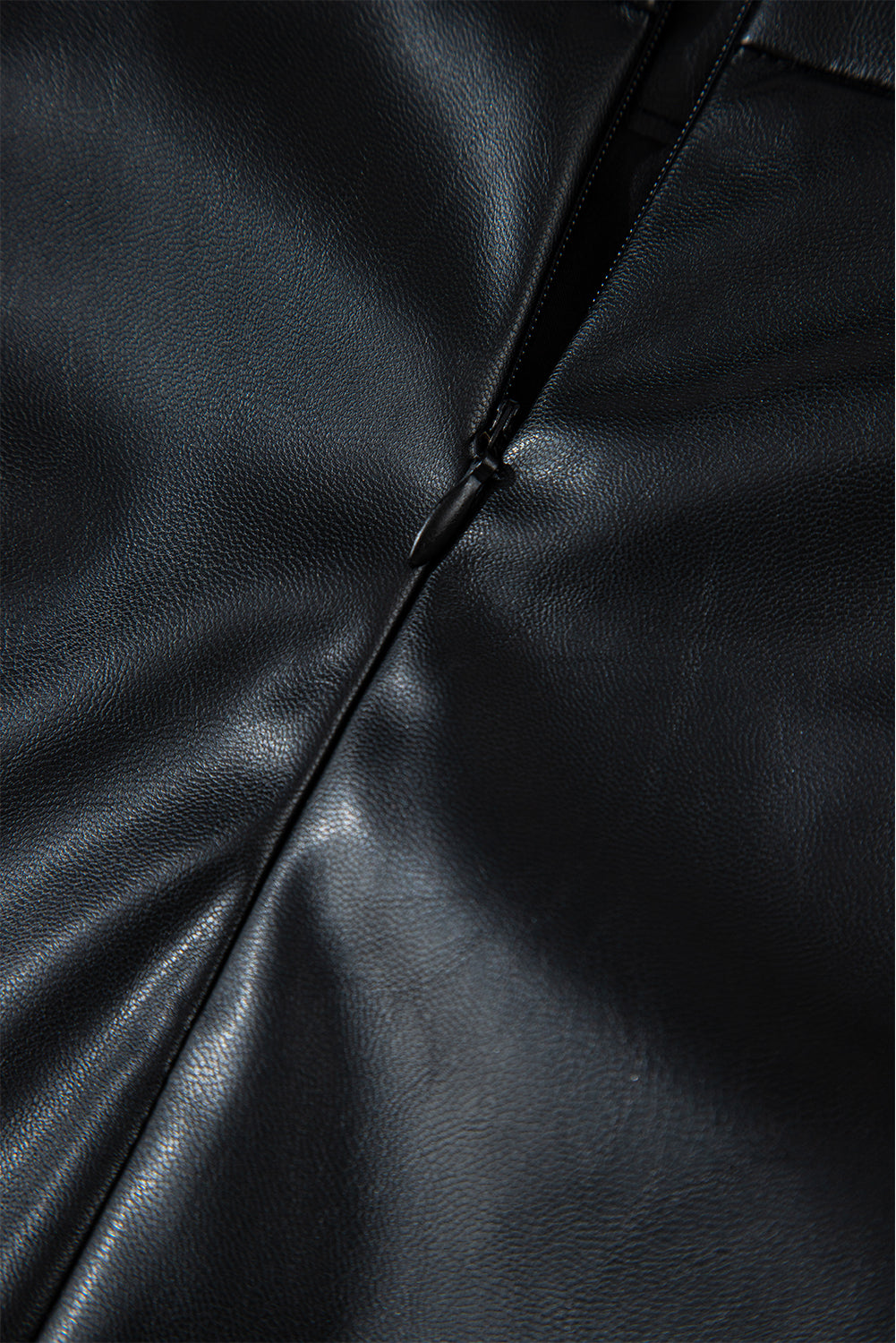 Black Faux Leather Side Slits Slim Fit High Waist Mini Skirt