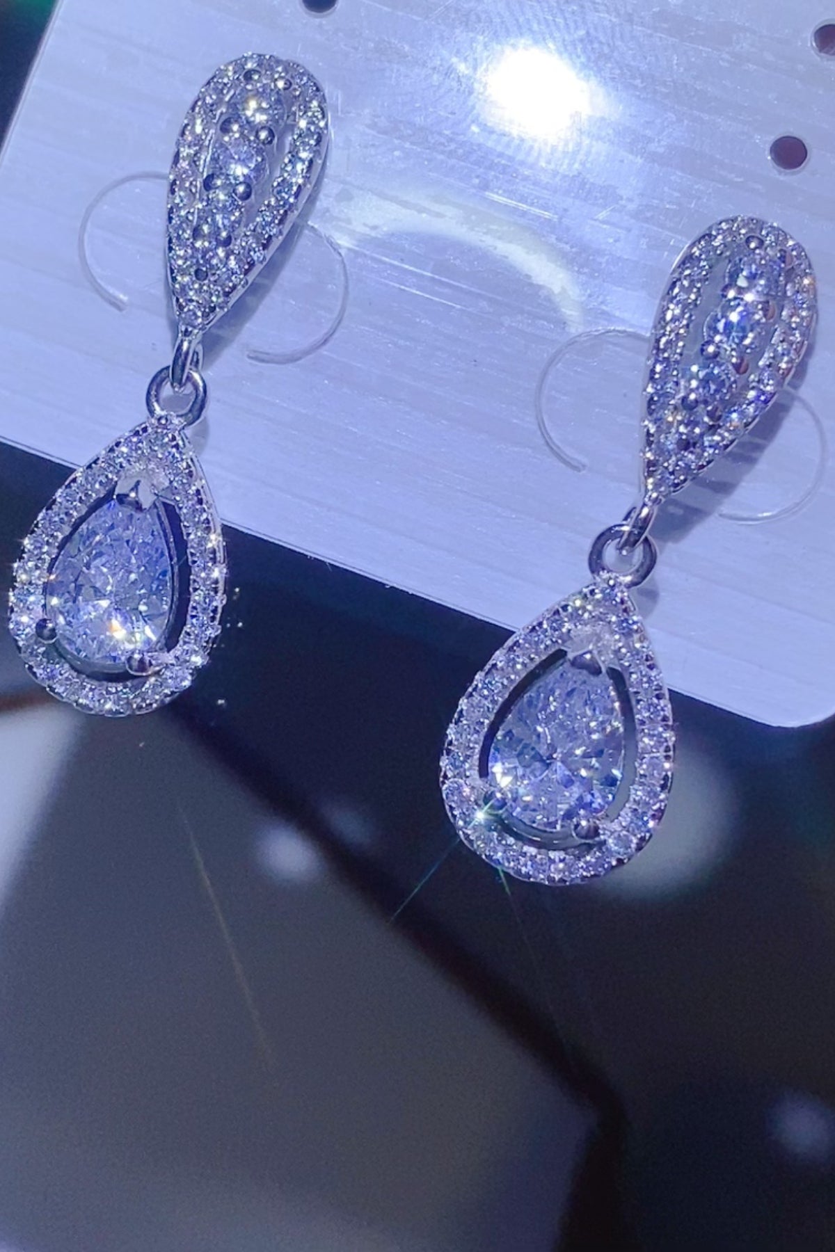 2 Carat Moissanite Sterling Silver Teardrop Earrings
