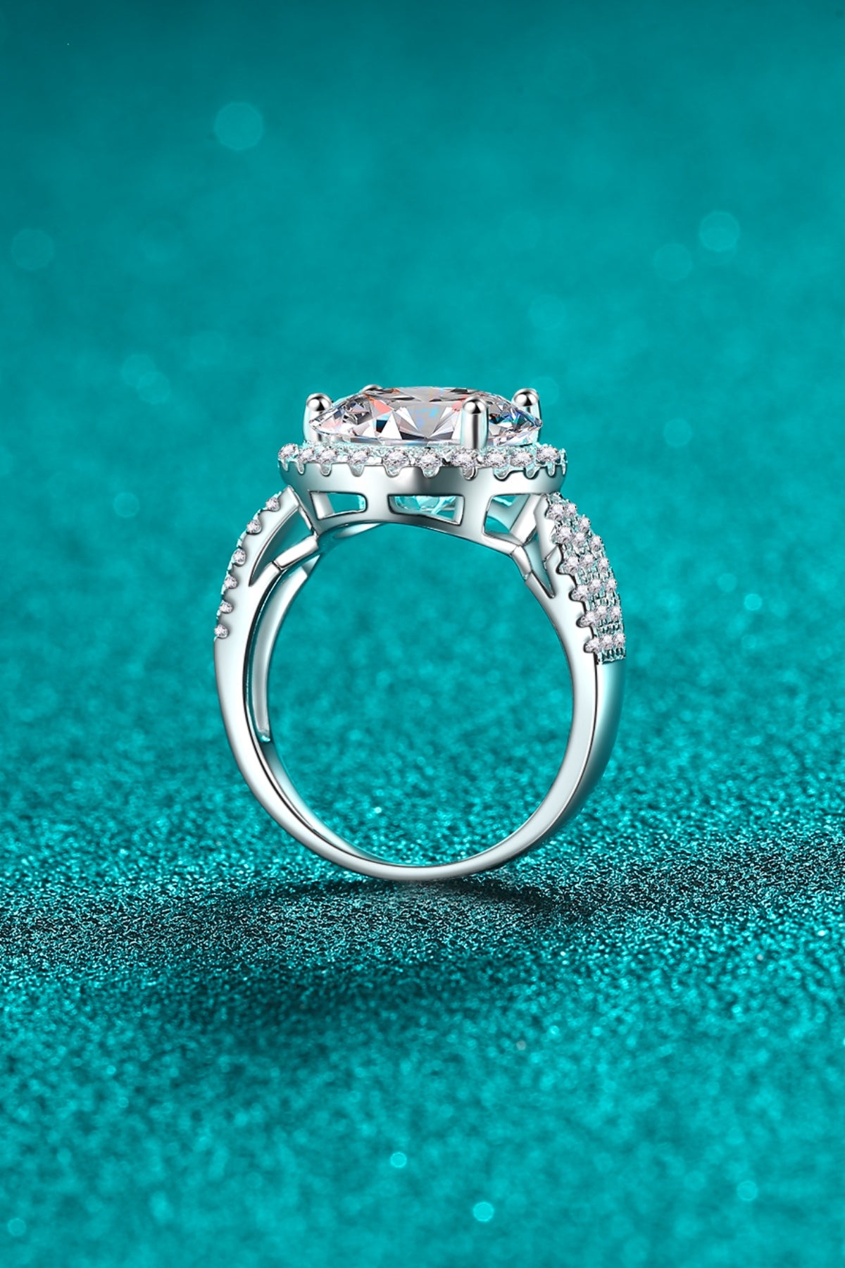 5 Carat Round Moissanite Sterling Silver Ring