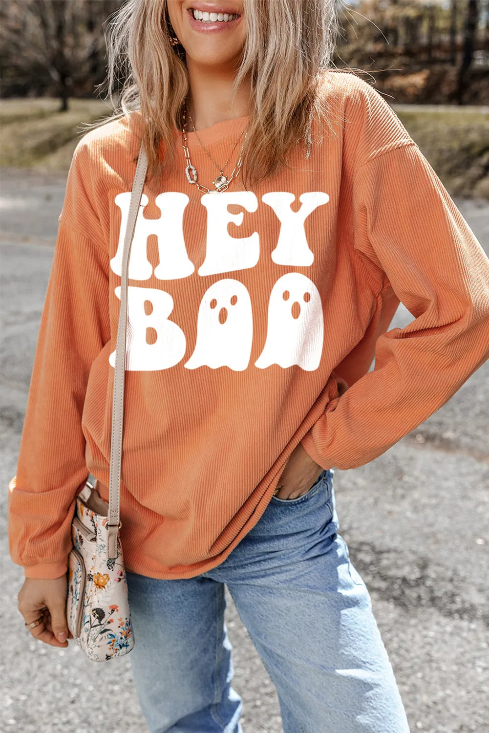 Hey Boo Round Neck Sweatshirt