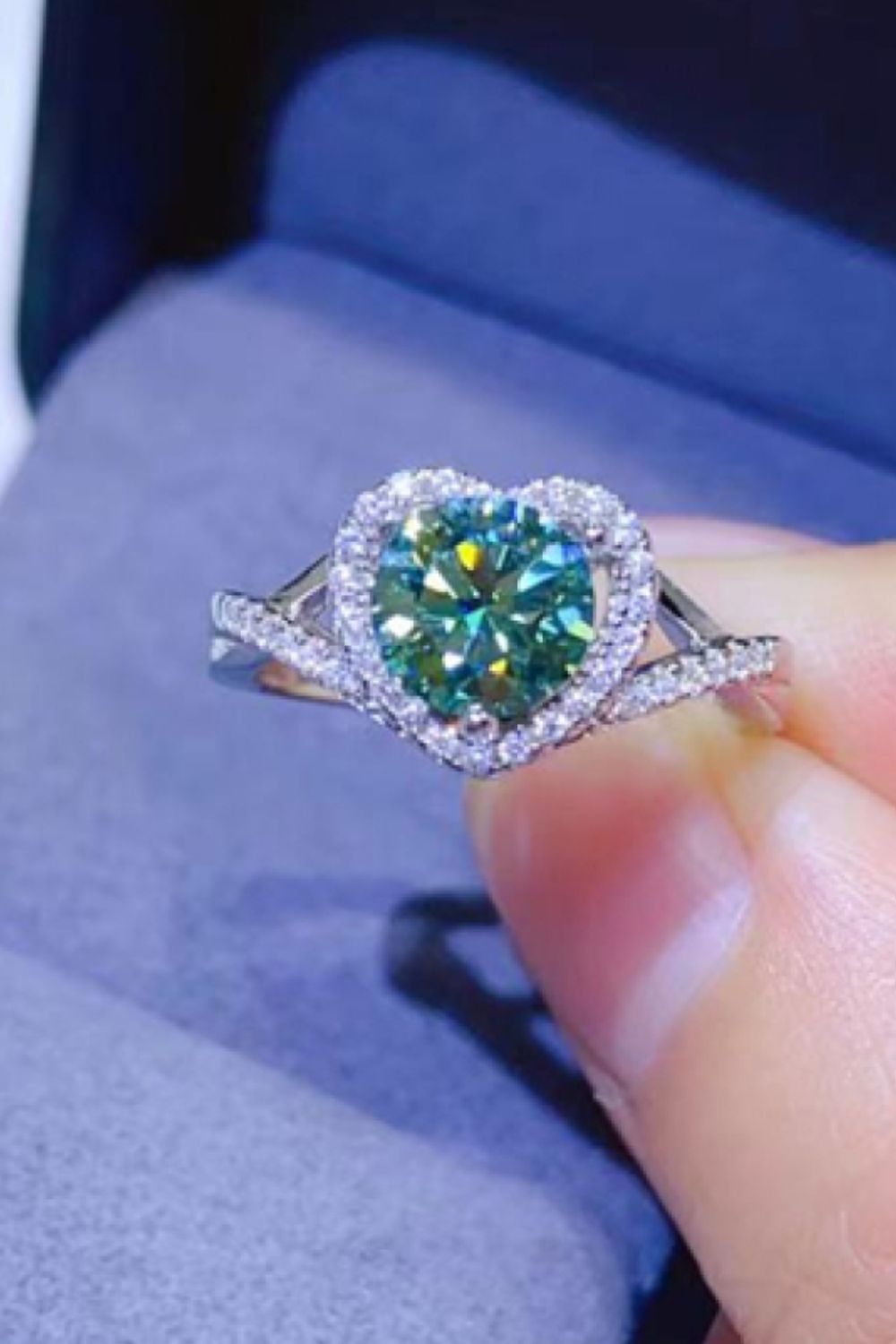  1 Carat Moissanite Sterling Silver Heart Ring