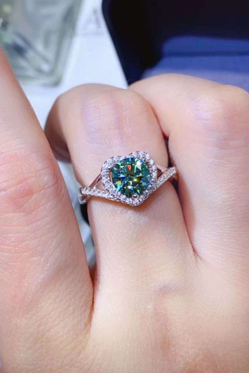  1 Carat Moissanite Sterling Silver Heart Ring