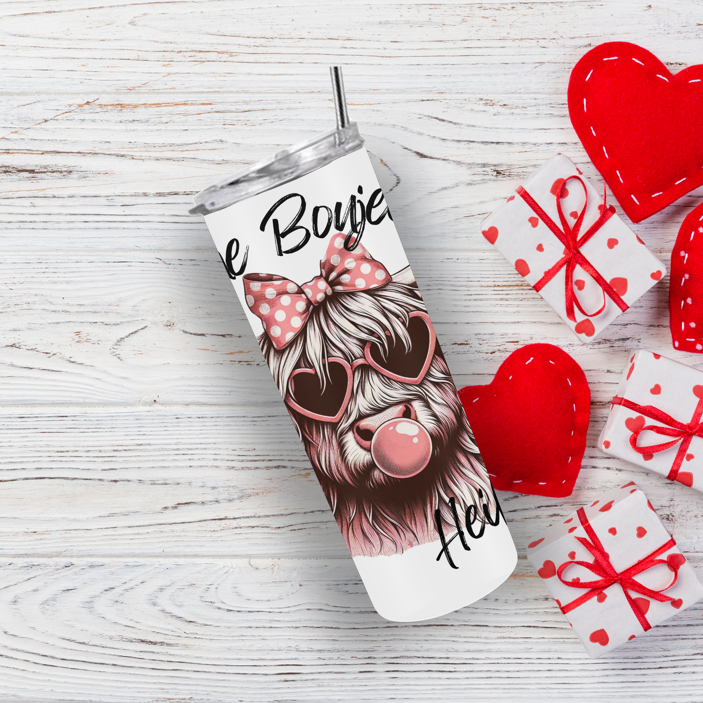 Highland Cow "One Boujee Heifer" Tumbler - Option to Personalize, 20oz Insulated Stainless Steel