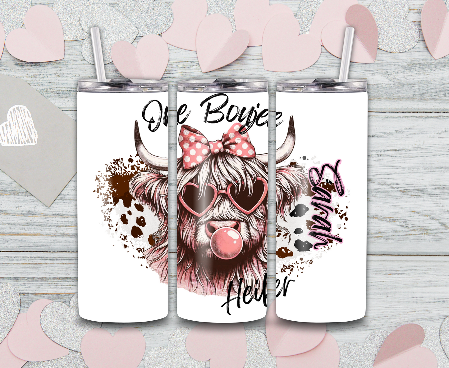 Highland Cow "One Boujee Heifer" Tumbler - Option to Personalize, 20oz Insulated Stainless Steel