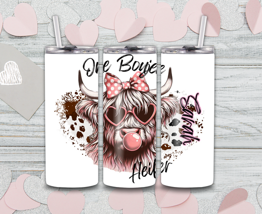 Highland Cow "One Boujee Heifer" Tumbler - Option to Personalize, 20oz Insulated Stainless Steel