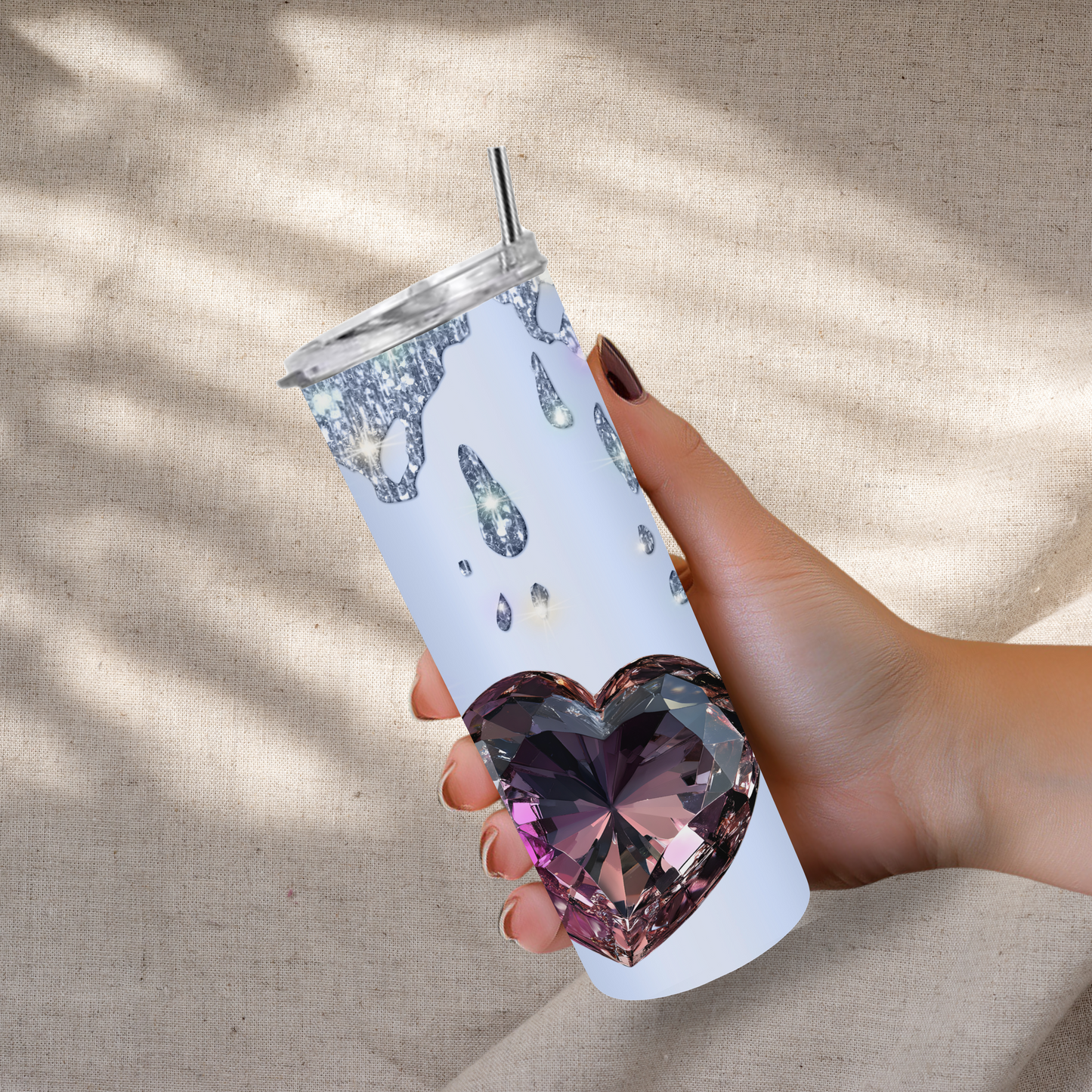 Crystal Hearts & Diamonds Tumbler - option to personalize, 20oz Insulated Stainless Steel