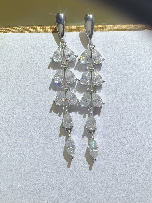 6 Carat Moissanite Sterling Silver Bar Earrings