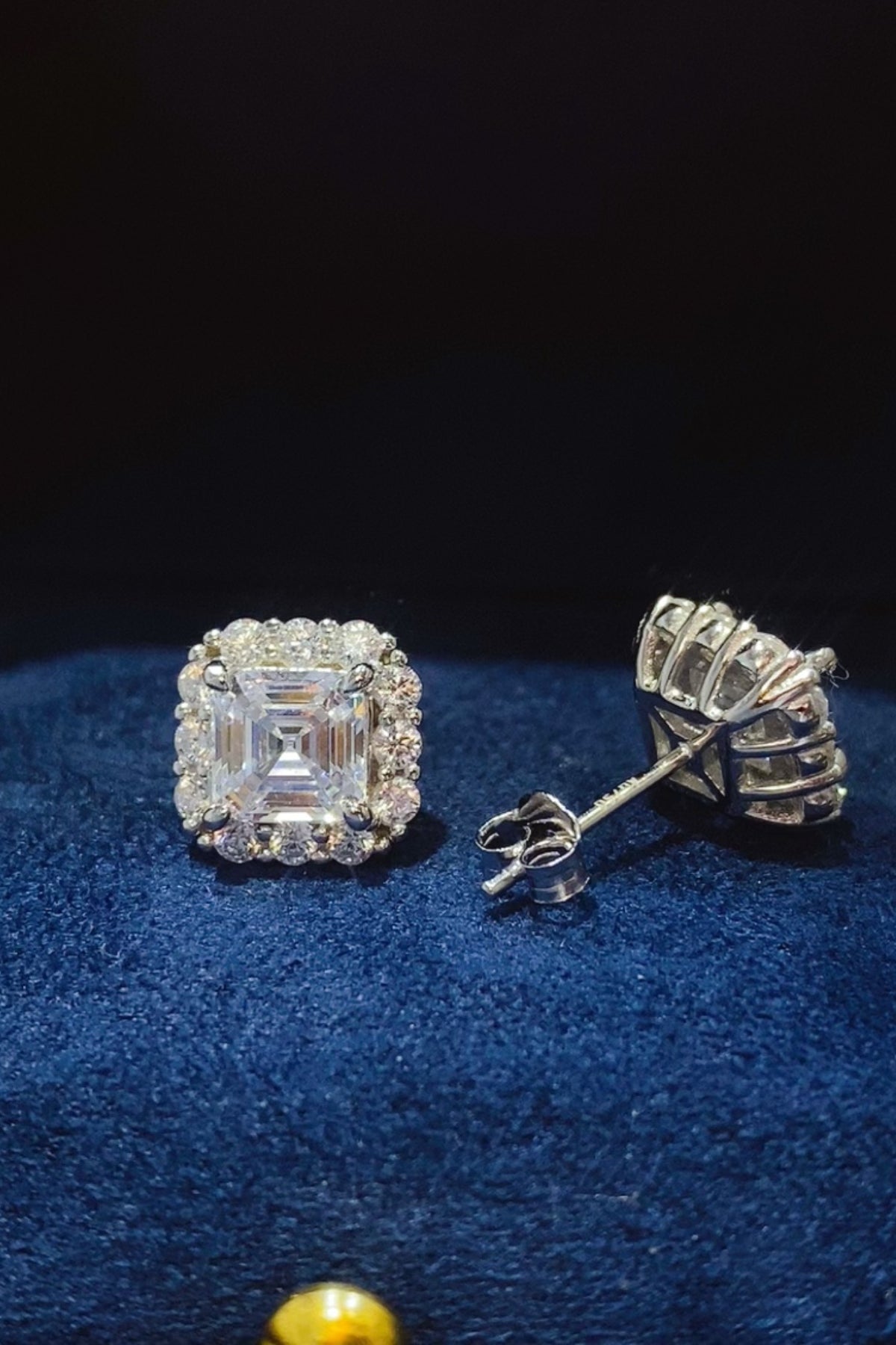 2 Carat Square Moissanite Sterling Silver Stud Earrings
