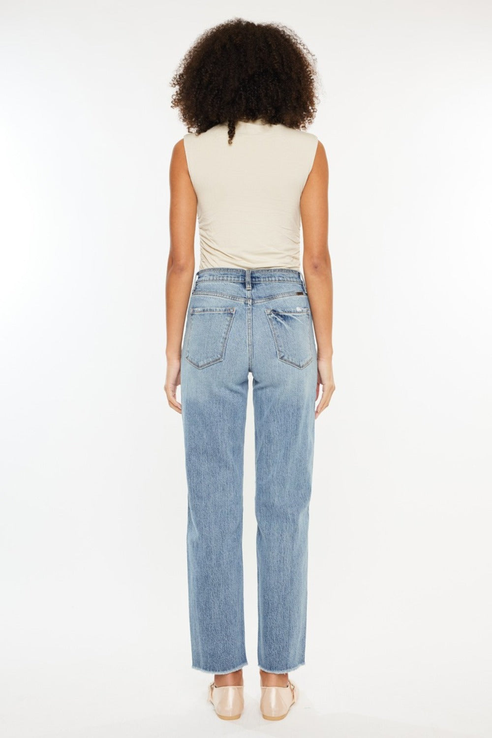 Kancan Straight Ultra High Rise Distressed Jeans - back view