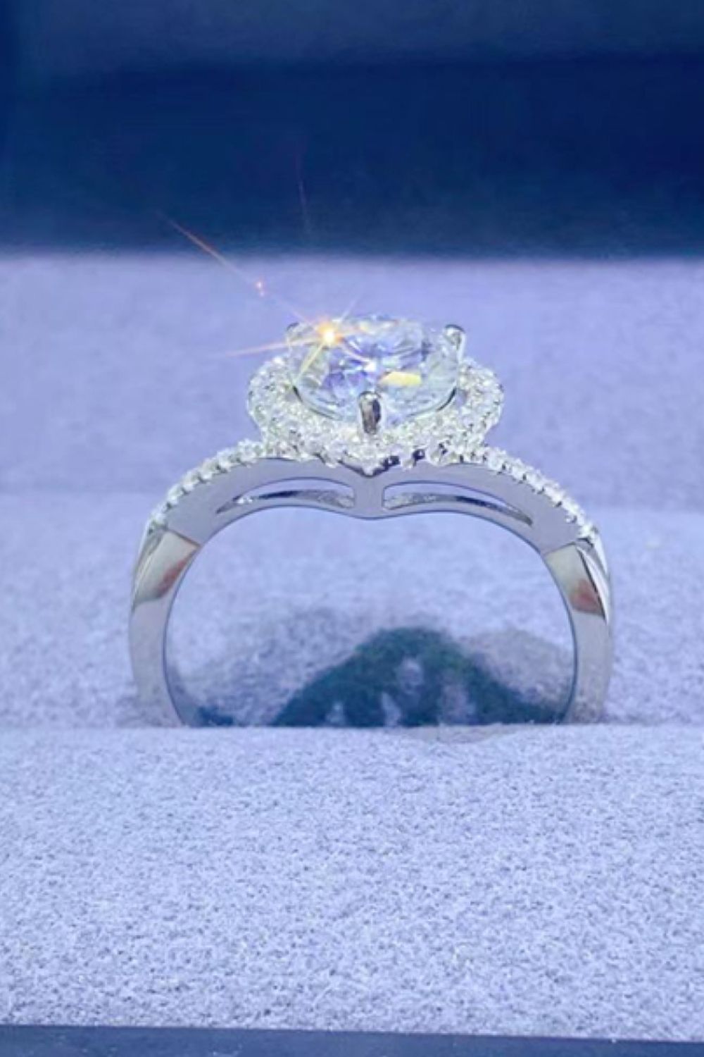  1 Carat Moissanite Sterling Silver Heart Ring