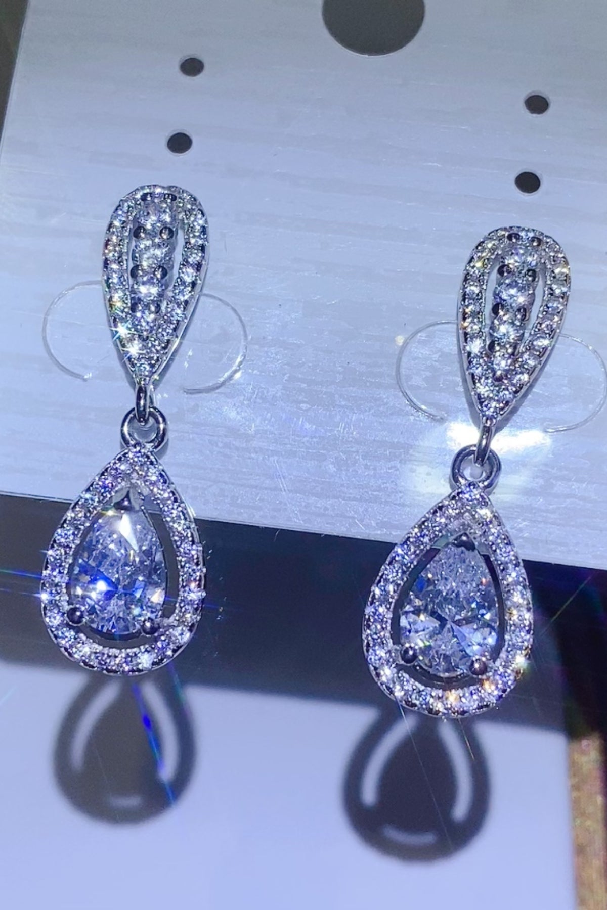 2 Carat Moissanite Sterling Silver Teardrop Earrings