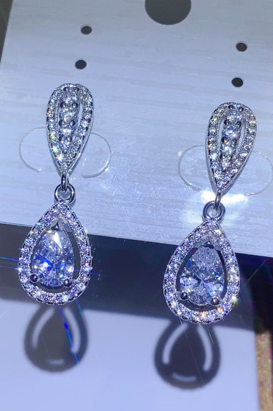 2 Carat Moissanite Sterling Silver Teardrop Earrings