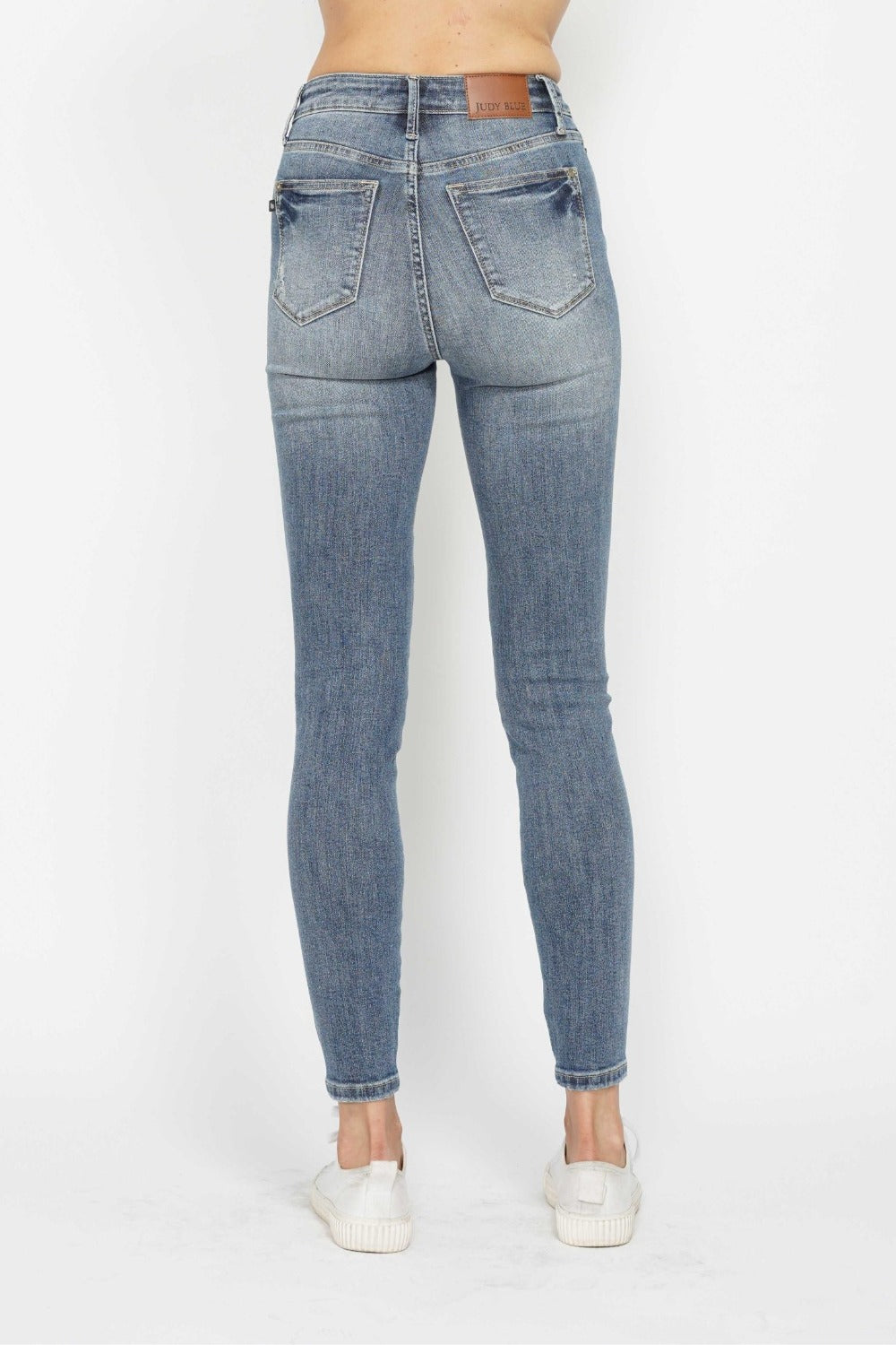 Judy Blue Contrast Wash Tummy Control Skinny Jeans - back view