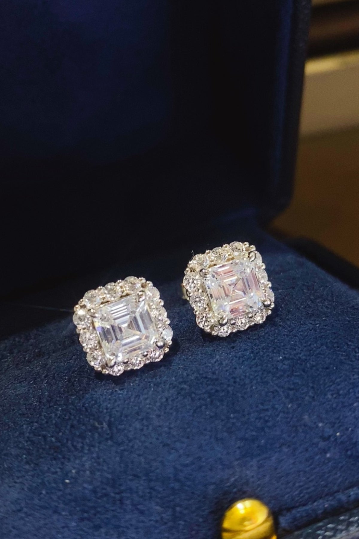 2 Carat Square Moissanite Sterling Silver Stud Earrings
