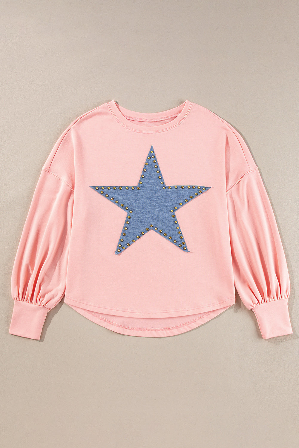 Studded Star Graphic Oversized Long Sleeve Top - 3 colors