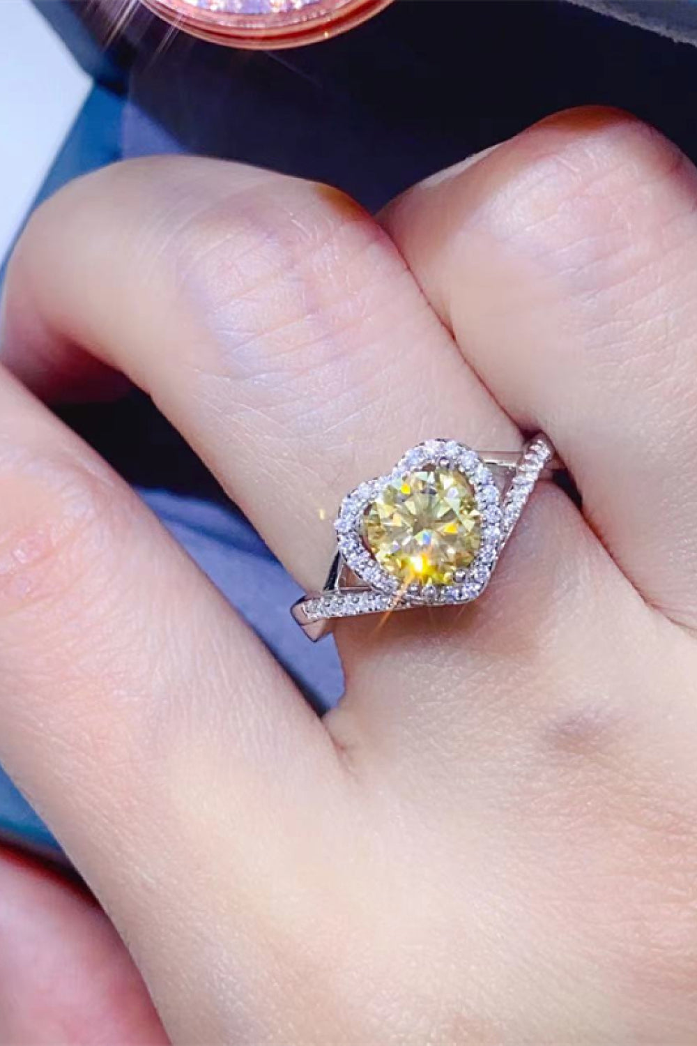  1 Carat Moissanite Sterling Silver Heart Ring
