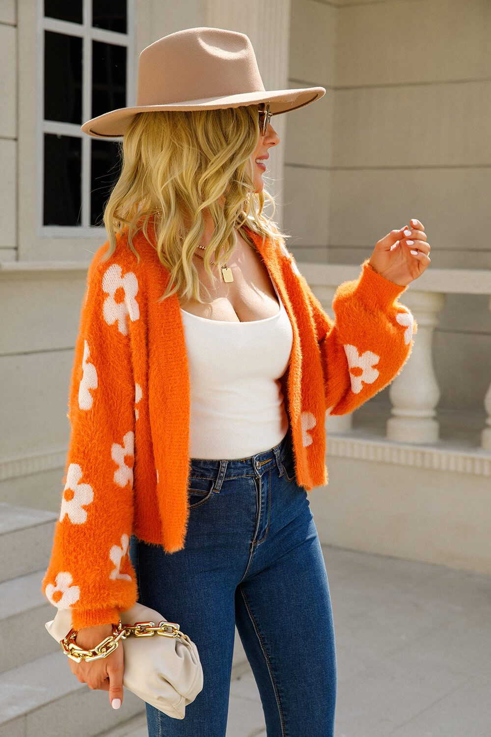Fuzzy Floral Open-Front Cardigan - 5 colors