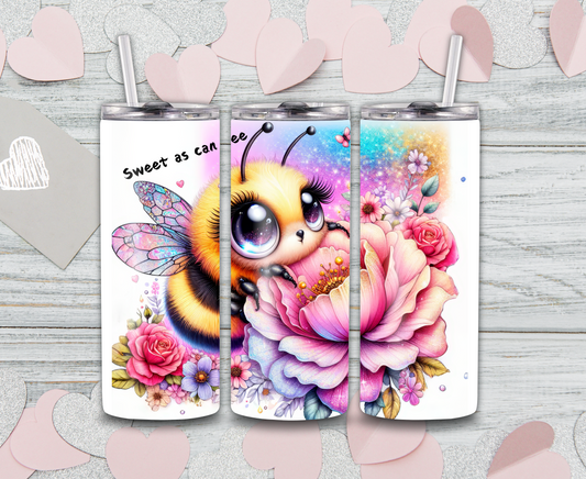 Cute "Sweet as can Bee" Tumbler - 20oz Insulated Stainless Steel